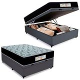 Cama Box Baú Casal Sintético + Colchão Molas Ensacadas Sereneprime Sonnolux 138x188x69 Cinza