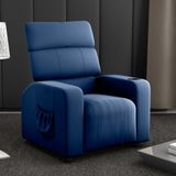 Poltrona Reclinável Para Sala Hull Veludo Azul