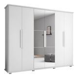 Roupeiro 6 Portas Bérgamo Branco Com Espelho