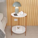 Mesa De Apoio Lateral Morada Branco/bronze