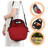Bolsa Lancheira Térmica Neoprene Adulto Infantil Vermelha