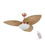 Ventilador De Teto Dormamu Cobre 3 Pás Rádica Freijó 220v Com Controle