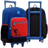 Mochila Rodinhas Bolsa Escolar Mala Skate Infantil Azul 16l