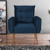 Poltrona Decorativa Para Sala Arcos Veludo Azul