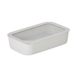 Pote Retangular De Cerâmica - Tampa De Vidro - 1500ml - Fika