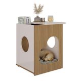 Mesa De Apoio Com Espaço Para Pet Verona Carvalho Off White