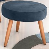 Puff Redondo Para Sala Sueli Veludo Azul