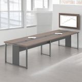 Mesa De Reunião Com Painel Para Tv Madri Freijó Preto