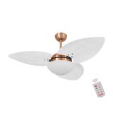 Ventilador De Teto Dormamu Cobre 3 Pás Palmae Branco 127v Com Controle