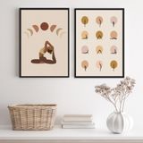 Kit 2 Quadros Decorativos Yoga Posições 24x18cm Com Vidro