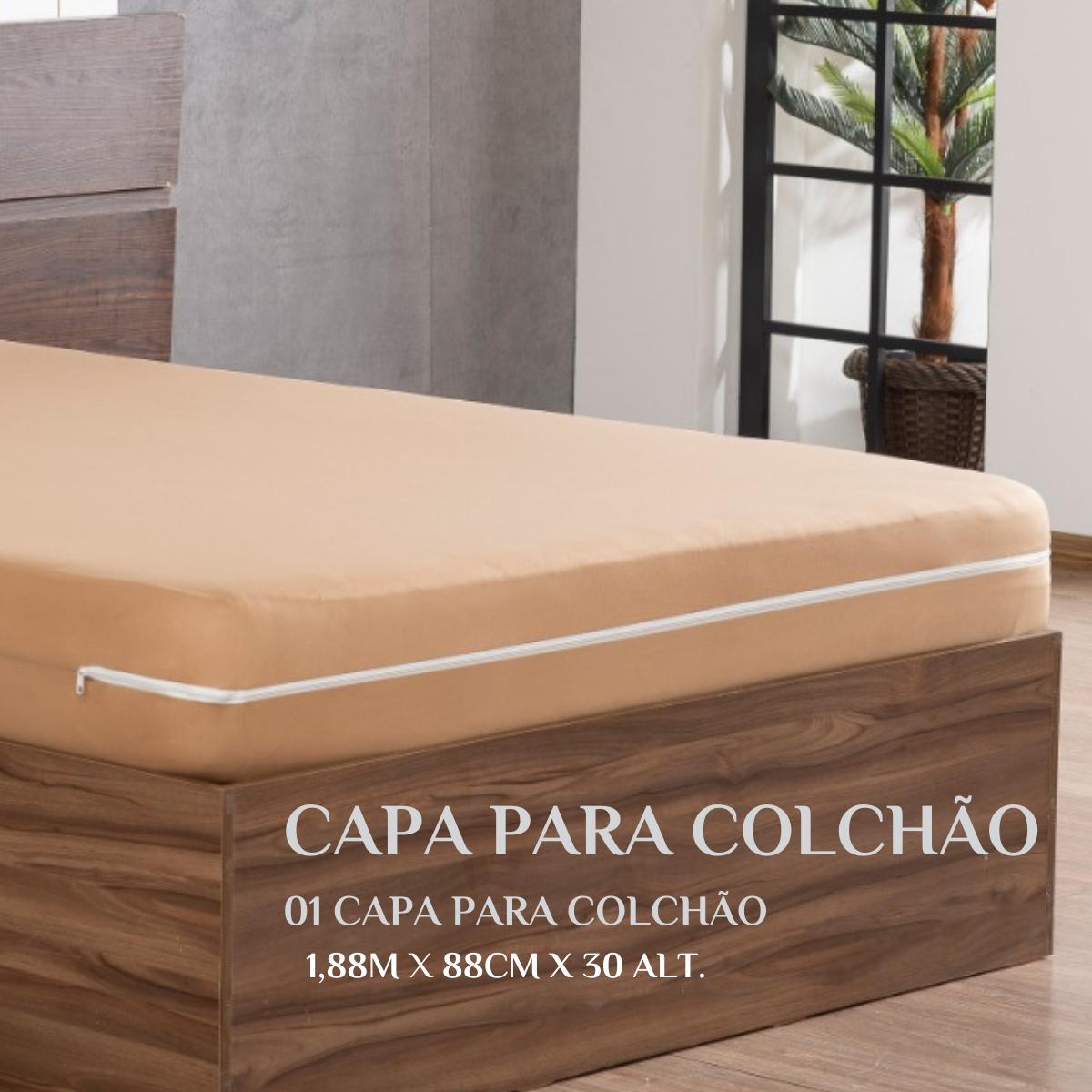 Forro Cama Solteiro Box Capa Colchao Em Malha Zíper Luxo E