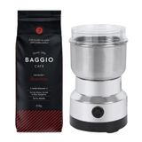 Café Baggio Torrado Em Grãos + Moedor Elétrico Inox