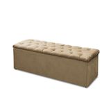 Baú Recamier Queen Suede Bege 47x158x51