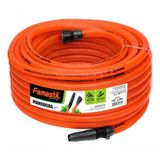 Mangueira Para Jardim 20m Trançada Kit Com Esguicho E Conector Laranja Famastil