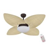Ventilador De Teto Dormamu Marrom Texturizado 4 Pás Palmae Natural 127v Com Controle