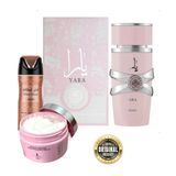 Kit 3 Em 1 Lattafa - Perfume Yara Rosa - Creme Yara E Desodorante Fakhar Rose: Personalidade Envolvente