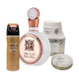 Kit 3 Em 1: Perfume Fakhar Rose, Creme Fakhar Rose E Desodorante Eau De Parfum