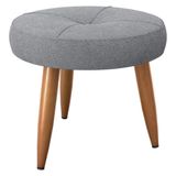 Puff Redondo Para Sala Davi Boucle Cinza