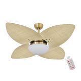 Ventilador De Teto Dormamu Dourado 4 Pás Palmae Natural 127v Com Controle