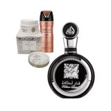 Kit 3 Em 1 Perfume Fakhar Black - Desodorante E Creme Fakhar Rose : O Toque Suave E Precioso Para Sua Pele