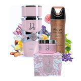 Kit 3 Em 1 Lattafa - Perfume Yara Rosa - Creme Yara Rosa E Desodorante Spray Fakhar Feminino