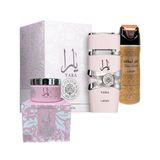 Kit 3 Em 1 Lattafa - Perfume Yara Rosa - Creme Yara E Desodorante Fakhar Rose: Personalidade Envolvente