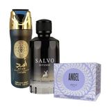 Kit 3 Em 1: Desodorante Asad - Perfume Salvo Intense - Creme Angel: Luxo Árabe Completo