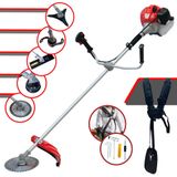 Roçadeira À Gasolina Anmax Cg430p Tb 43cc 2hp 9.000rpm Alta Performance Com Cabeçote De Nylon + Facas 2 Pontas, 3 Pontas, 40 Dentes E Trimmer