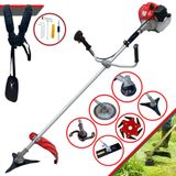 Roçadeira Anmax Cg430p-tb À Gasolina 2hp 43cc Com Lâmina 2 Pontas + Lâmina 3 Pontas + Lâmina 6 Pontas + Disco 40 Dentes + Trimmer + Carretel De