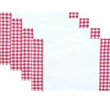 Kit 4 Jogos Americanos Sarja Algodão Branco Bordado Xadrez