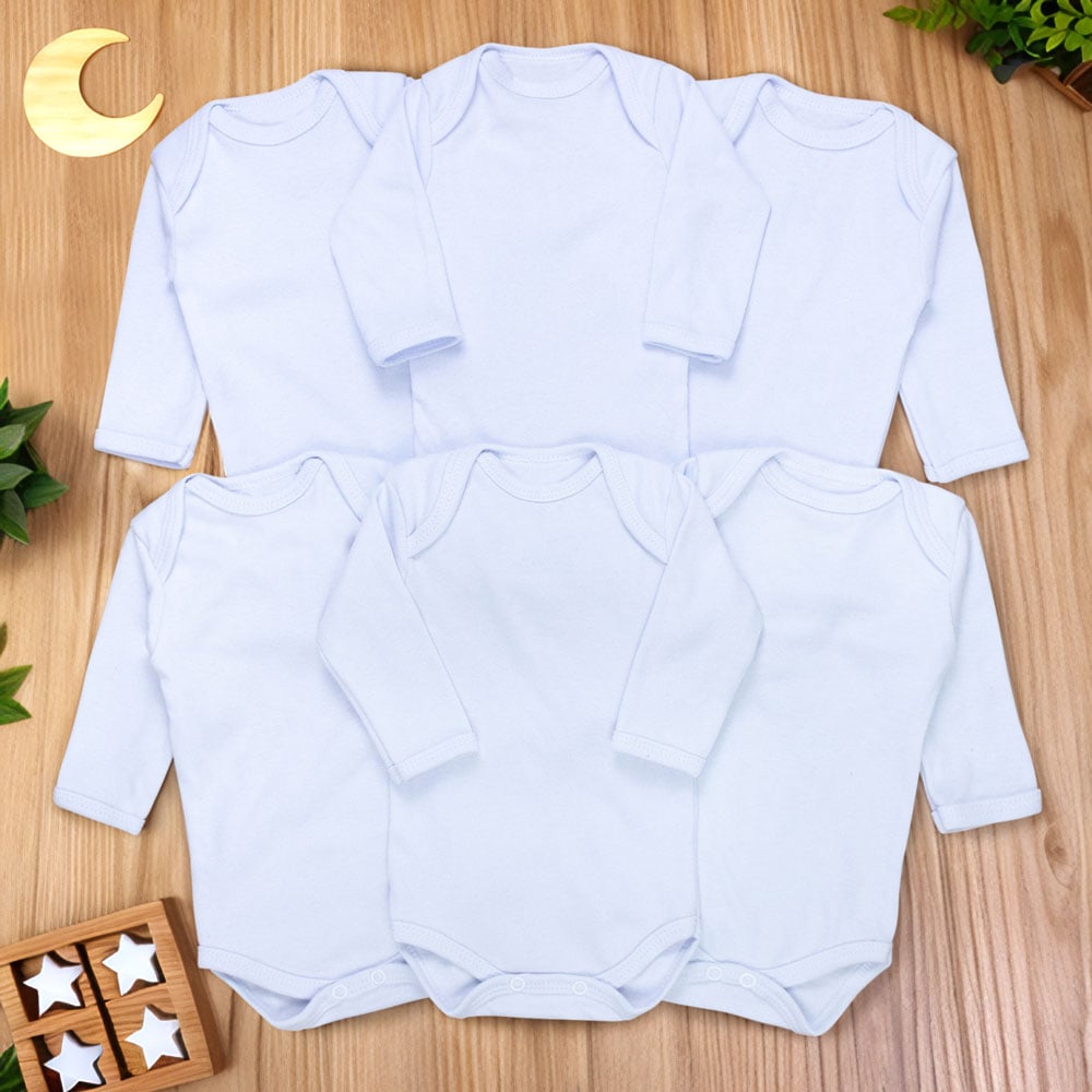 Kit Enxoval Body Manga Longa Básico - 6 Peças 100% Algodão