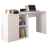 Mesa Para Escritório Home Office 1 Porta Ripada Tech Branco Fosco - Caemmun