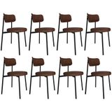 Cadeira De Jantar Estofada Kit 8 Nyka M25 Sintético Marrom - Mpozenato