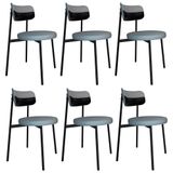 Cadeira De Jantar Estofada Kit 6 Nyka M25 Linho Cinza Cl/preto - Mpozenato