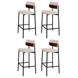Banqueta Alta Bar Estofada Kit 4 Ella M25 Linho Palha/marrom - Mpozenato