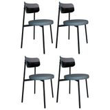 Cadeira De Jantar Estofada Kit 4 Nyka M25 Linho Cinza/preto - Mpozenato