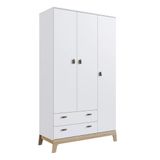 Guarda Roupa Infantil 108cm 3 Portas 2 Gavetas Favo De Mel 006 Branco - Completa Móveis