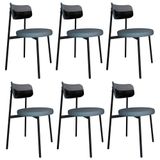 Cadeira De Jantar Estofada Kit 6 Nyka M25 Linho Cinza/preto - Mpozenato