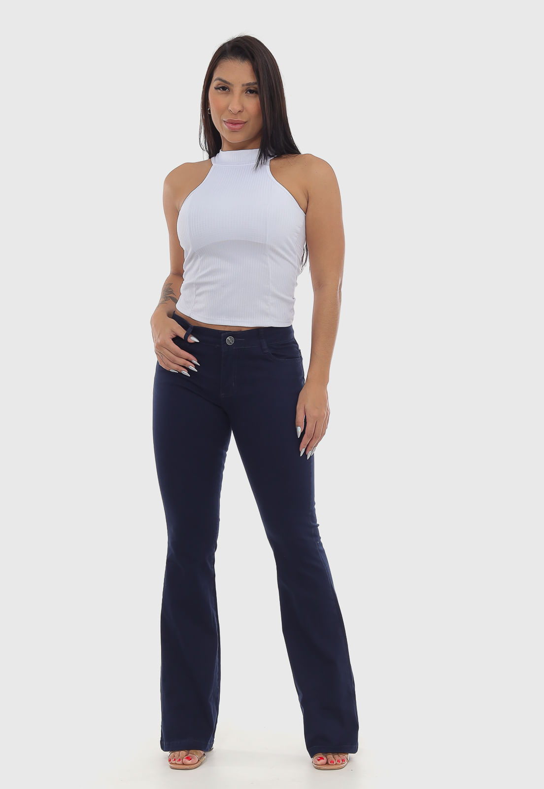 Calça Feminina Boot Cut 7825 Azul Marinho