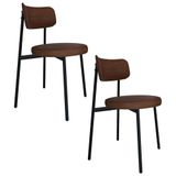 Cadeira De Jantar Estofada Kit 2 Nyka M25 Sintético Marrom - Mpozenato