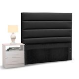 Cabeceira Cama Box Solteiro 90cm Greta Corano Preto E 1 Mesa De Cabeceira Flex Branco - Mpozenato