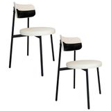 Cadeira De Jantar Estofada Kit 2 Nyka M25 Linho Palha/preto - Mpozenato