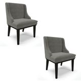 Kit 2 Cadeiras Estofadas Para Sala De Jantar Base Fixa De Madeira Preto Lia Suede Grafite - Ibiza