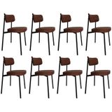 Cadeira De Jantar Estofada Kit 8 Ella M25 Sintético Marrom - Mpozenato