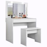 Penteadeira Camarim Com Espelho 2 Portas 3 Gavetas E Banqueta Atraente D02 Branco - Mpozenato