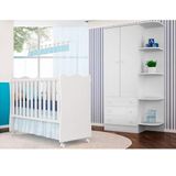 Jogo Quarto Infantil Guarda Roupa E Berço Simples Certificado Pelo Inmetro Doce Sonho Branco - Qmovi