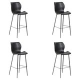 Kit 4 Banquetas Alta Com Encosto Para Bancada Cozinha Penha R02 Sintético Preto - Mpozenato