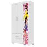 Guarda Roupa Infantil 89cm Com 3 Portas Princesa Rosa Z53 - Mpozenato