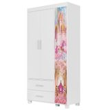 Guarda Roupa Infantil 89cm Com 3 Portas Carruagem Rosa Z53 - Mpozenato