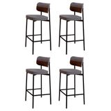 Banqueta Alta Bar Estofada Kit 4 Ella M25 Linho Cinza/marrom - Mpozenato